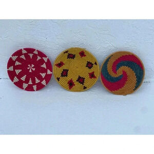 Antique Collection Woven Round Three Wall Basket Multicolor Sz 12"